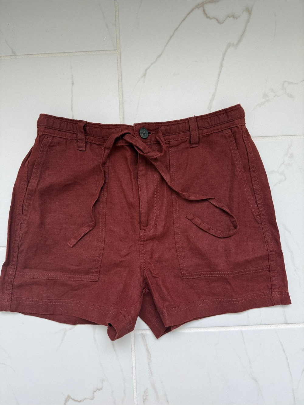Madewell Linen Blend Shorts in Rust